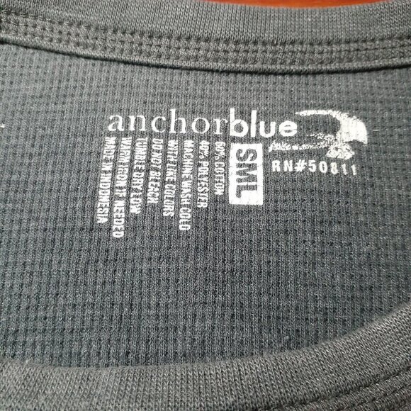 Anchor Blue Waffle Knit Long Sleeve Thermal Top Gray S - Picture 6 of 10